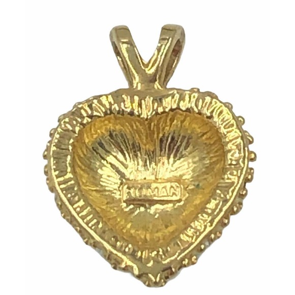 Roman Gold Tone Crystal Rhinestone Heart Pendant - Picture 2 of 10